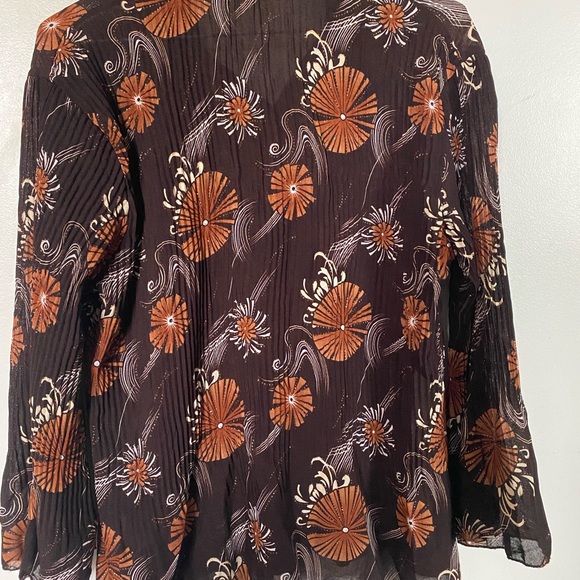 CASA DONNA Brown and Orange Coloured Floral Print Women’s Blouse - Picture 2 of 4